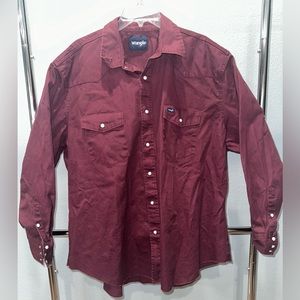 Vintage Wrangler maroon denim pearl snap long sleeve shirt‎ size XXL